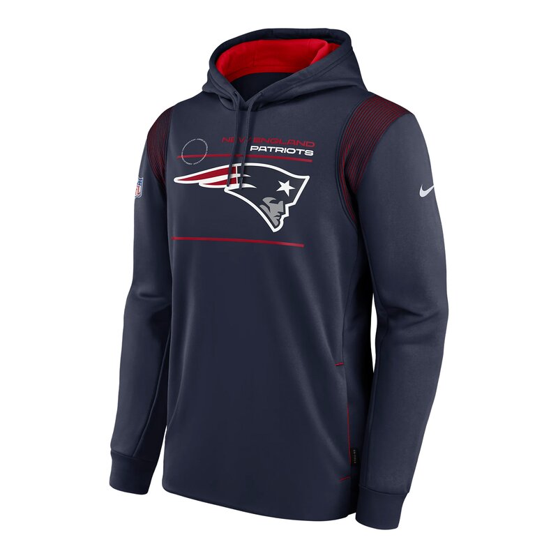 New England Patriots 2021 NFL On-Field Sideline Nike Therma Hoodie - navy