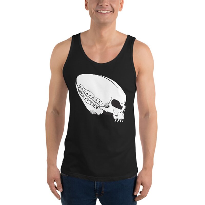 American Sports American Football Fanshirt, Tank Shirt Alien Skull - schwarz Gr. S